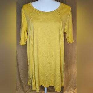 J.Jill Pima Seamed Elbow Sleeve Tunic Top Yellow M Like New
